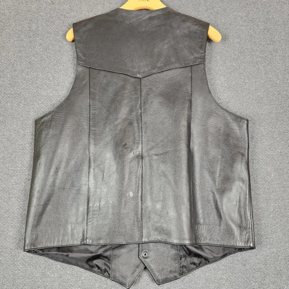 Mens Black Echtea Leder Vest Motorcycle Biker‎ Front Pockets Size 46